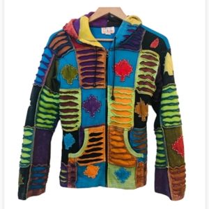 Crazy cottons patchwork zip up hoodie
